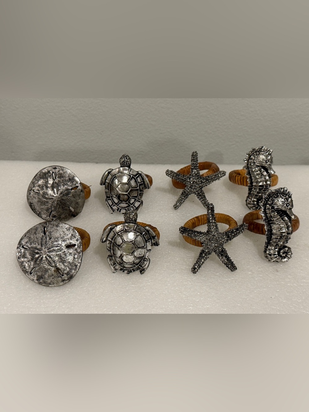 8 Coastal Ocean Sea Nautical Napkin Rings Seahorse Sand Dollar Starfish Turtle